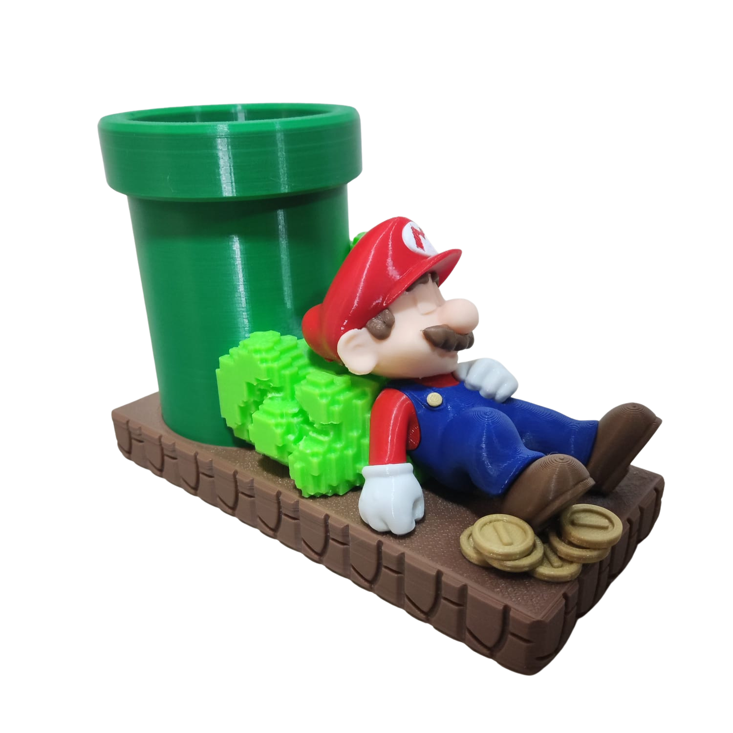 🧱Porta-Lápis Mário Brós Dormindo | 17cm | Série Mário Brós | Impressão 3D